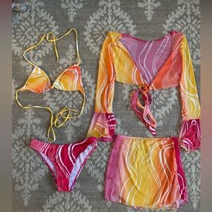 Halter Bikini Swimsuit Cover Up Set